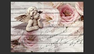 plaque bois a motif ange